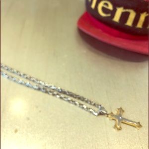 Silver and gold plated cross necklace